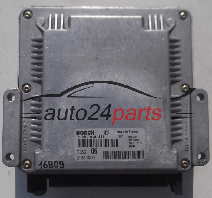 MOTORSTEUERGERÄT ECU STEUERGERÄT CITROEN XANTIA 2.0 HDI BOSCH 0 281 010 251, 0281010251, 96 362 548 80, 9636254880, 28FM0000, EDC15C2 06
