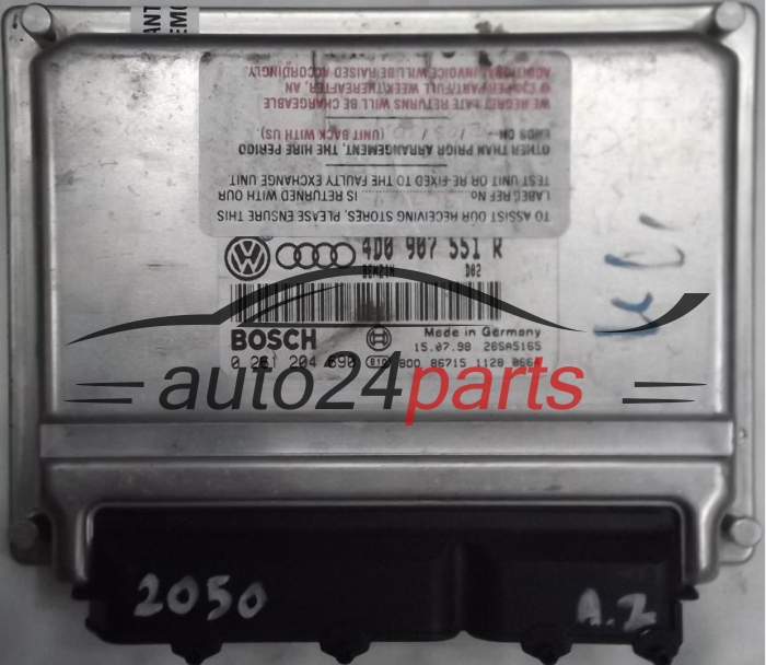 KOMPUTER STEROWNIK SILNIKA AUDI A4 A6 VW VOLKSWAGEN PASSAT 2.8 V6 30V 4D0907551R, 4D0 907 551 R, BOSCH 0261204690, 0 261 204 690, BENZIN D02 26SA5165