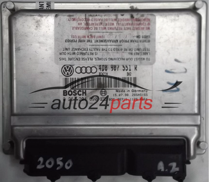 KOMPUTER STEROWNIK SILNIKA AUDI A4 A6 VW VOLKSWAGEN PASSAT 2.8 V6 30V 4D0907551R, 4D0 907 551 R, BOSCH 0261204690, 0 261 204 690, BENZIN D02 26SA5165