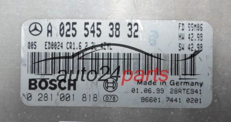 CALCULATEUR MOTEUR  MERCEDES W202 2.2 CDI BOSCH  0281001818,  A0255453832