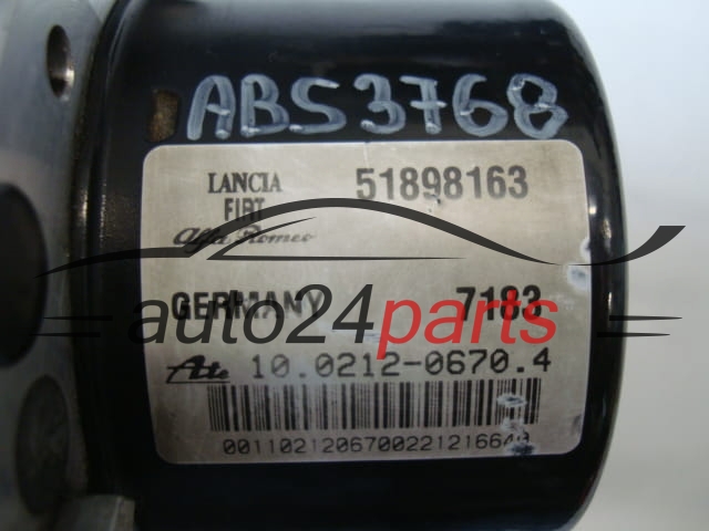 ABS POMPA I STEROWNIK ALFA ROMEO GIULIETTA 51898163, 10.0212-0670.4, 10021206704, 10.0961-2807.3, 10096128073