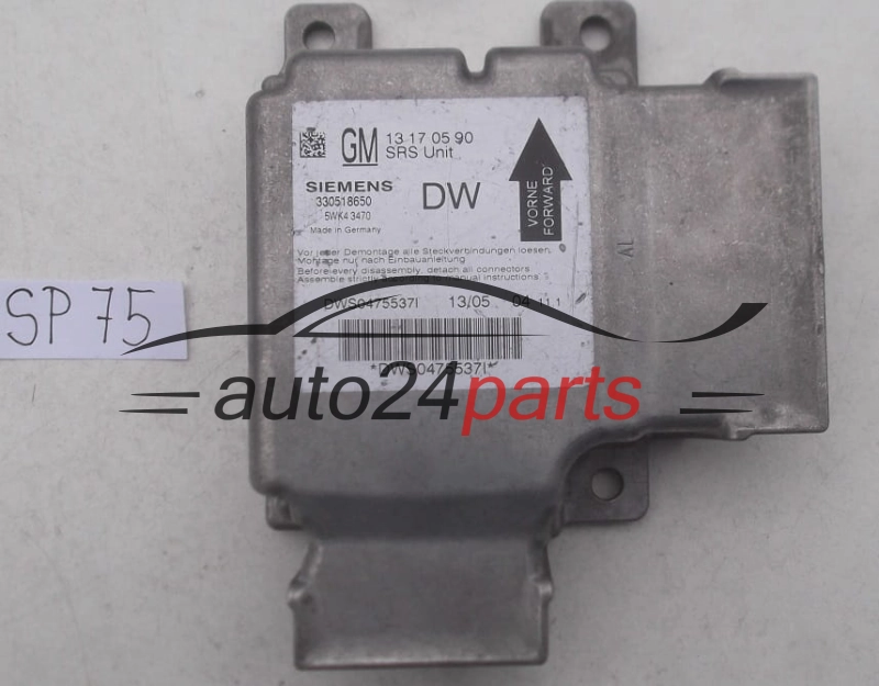STEROWNIK MODUL PODUSZEK POWIETRZNYCH OPEL VECTRA C SIGNUM GM 13 17 05 90 DW