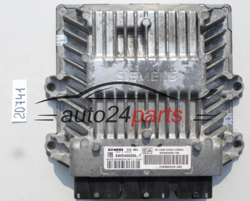 KOMPUTER STEROWNIK SILNIKA PEUGEOT 307 2.0 HDI SIEMENS 5WS40029L-T, 5WS40029LT, SW 9656061180, HW 9655041480, SID803 