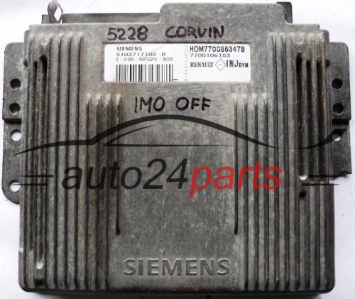 KOMPUTER STEROWNIK SILNIKA RENAULT LAGUNA 1.8 SIEMENS S103717108R, S103717108 R, HOM7700663478 HOM 7700663478, 7700106183 - 5228