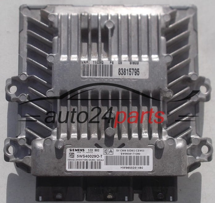 ECU CENTRALITA DE MOTOR PEUGEOT 307 2.0 HDI SIEMENS 5WS40029O-T, 5WS40029OT, SW9656171080, HW9655041480, SID803