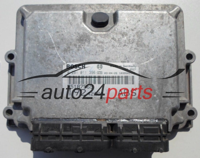 ECU CENTRALITA DE MOTOR  FIAT STILO 1.9 JTD BOSCH 0 281 011 396,  55187569, ABS