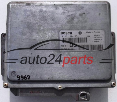 KOMPUTER STEROWNIK SILNIKA PEUGEOT 106 1.0, BOSCH 0 261 204 051, 0261204051, 96 249 361 80, 9624936180, MA3.0 86