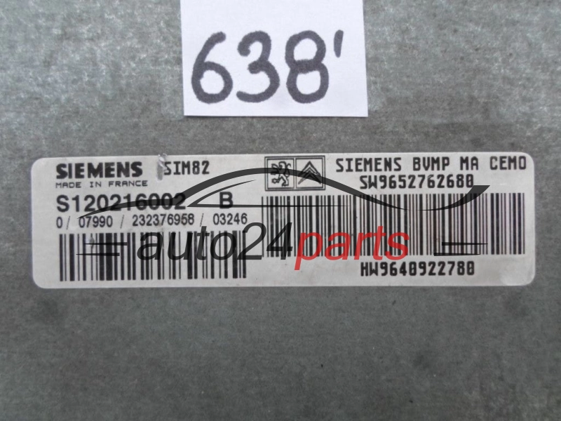 STEROWNIK SKRZYNI AUTOMATYCZNEJ CITROEN PEUGEOT S120216002B, HW 9640922780, SW 9652762680