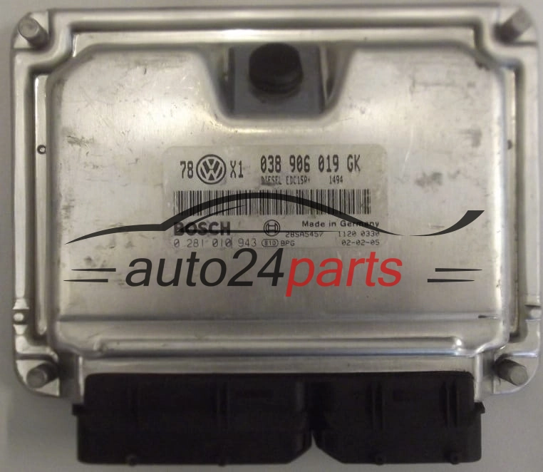 CALCULATEUR MOTEUR VOLKSWAGEN PASSAT 1.9 TDI AVB BOSCH 0 281 010 943,  038 906 019 GK