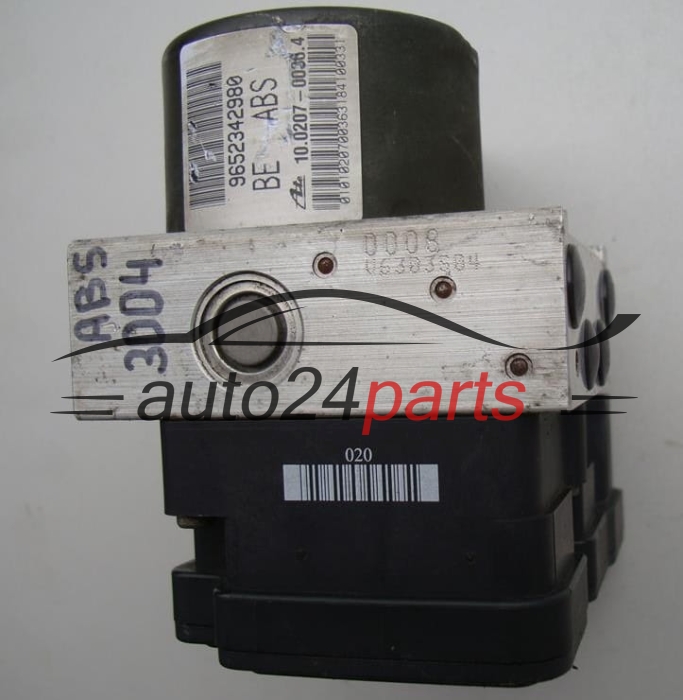 POMPE HYDRAULIQUE ET CALCULATEUR d'ABS PEUGEOT 206 9652342980, 10.0207-0036.4, 10020700364, 10.0970-1114.3, 10097011143, 5WK84108