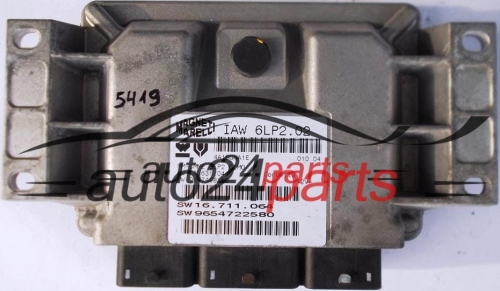 ECU CENTRALITA DE MOTOR CITROEN C3 1.4 MAGNETI MARELLI IAW 6LP2.02, IAW6LP202, HW 16.631.044, 16631044, 9647498180, SW 16.711.064, 16711064, 9654722580