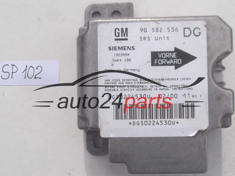 STEROWNIK MODUL PODUSZEK POWIETRZNYCH OPEL ASTRA G ZAFIRA A GM 90 582 536 DG