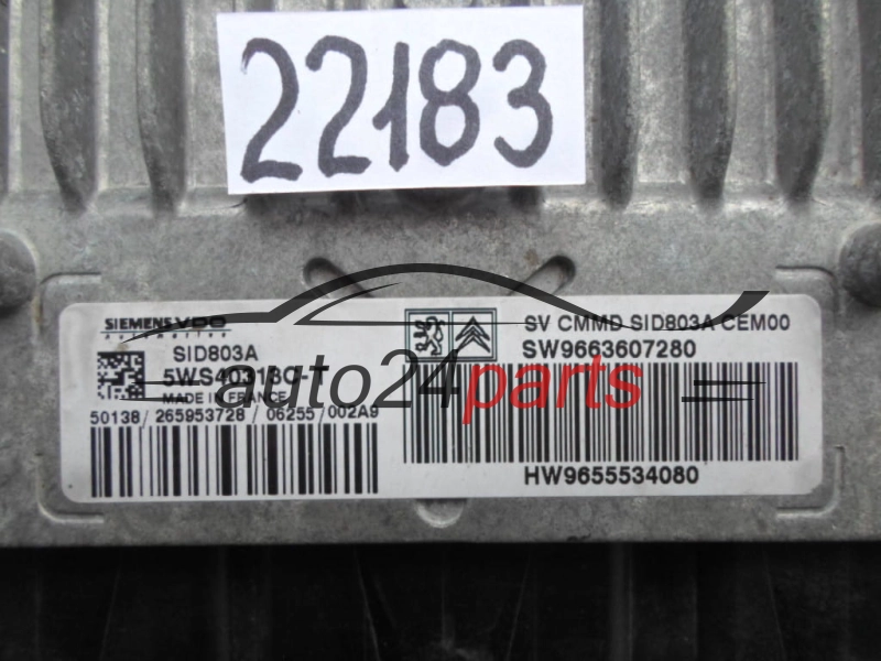 KOMPUTER STEROWNIK SILNIKA CITROEN PEUGEOT 2.0 HDI 5WS40313C-T, 5WS40313CT, 9663607280, 9655534080, SID803A