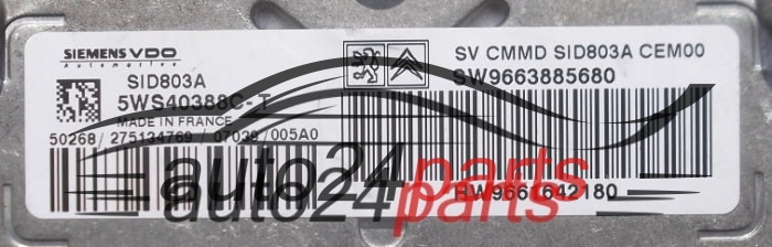 ECU CENTRALITA DE MOTOR CITROEN C5 2.0 HDI SIEMENS VDO 5WS40388C-T,  SW 9663885680, HW 9661642180 SID803A