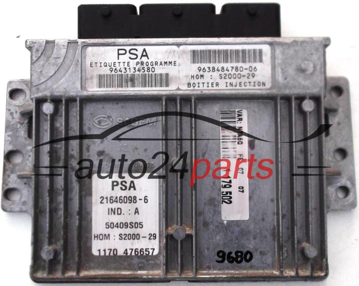 KOMPUTER STEROWNIK SILNIKA CITROEN XARA 1.4, 21646098-6, 216460986, S2000-29, 96 431 345 80, 9643134580, 96 384 847 80-06 