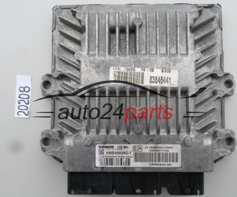 KOMPUTER STEROWNIK SILNIKA PEUGEOT 307 2.0 HDI SIEMENS 5WS40029O-T, 5WS40029OT, SW9656171080, HW9655041480, SID803