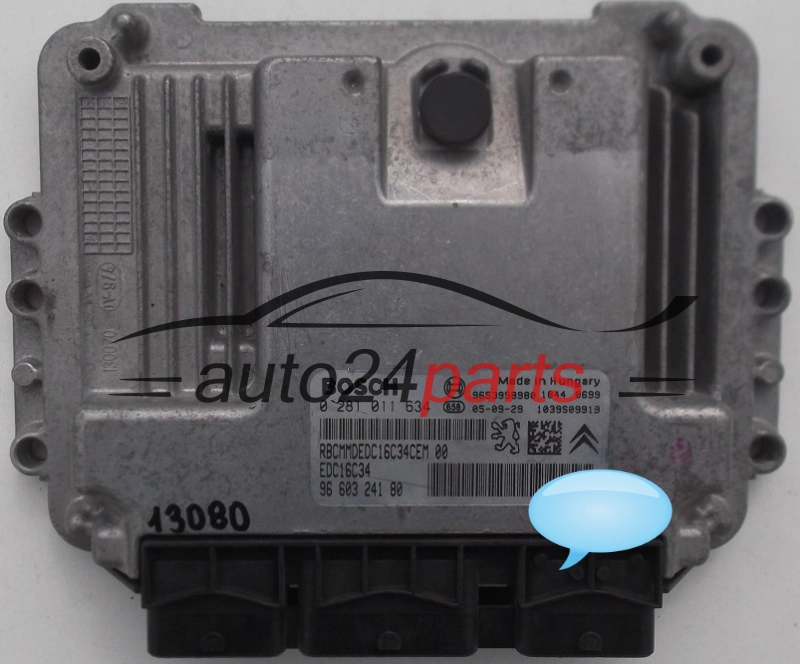 KOMPUTER STEROWNIK SILNIKA CITROEN PEUGEOT 1.6 HDI BOSCH 0281011634,  9660324180, 9653958980