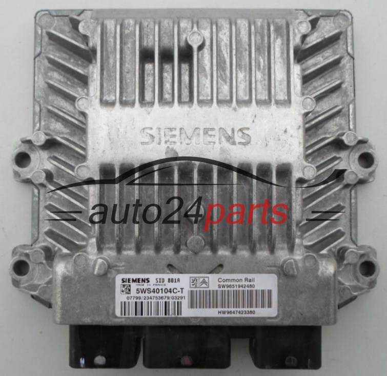 ECU CENTRALITA DE MOTOR  CITROEN PEUGEOT 2.0 HDI SIEMENS 5WS40104C-T,  SW 9651942480, HW 9647423380, SID801A