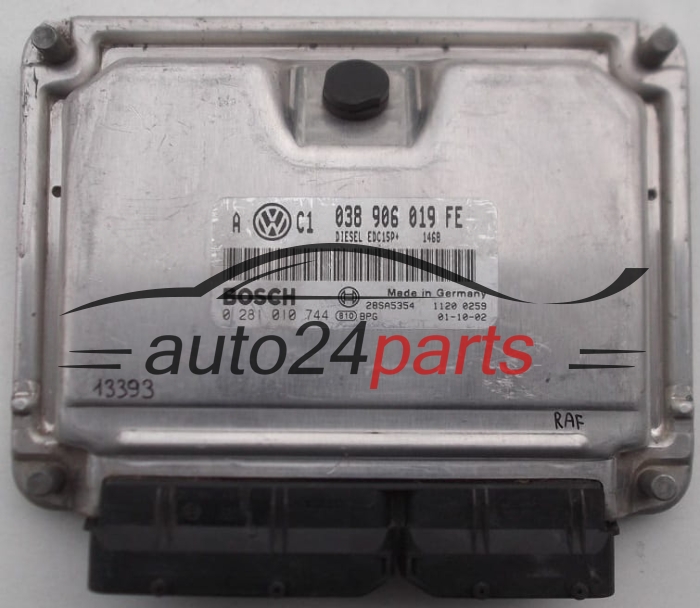 KOMPUTER STEROWNIK SILNIKA VOLKSWAGEN GOLF BORA 1.9 TDI ARL BOSCH 0281010744, 038 906 019 FE,  EDC15P+