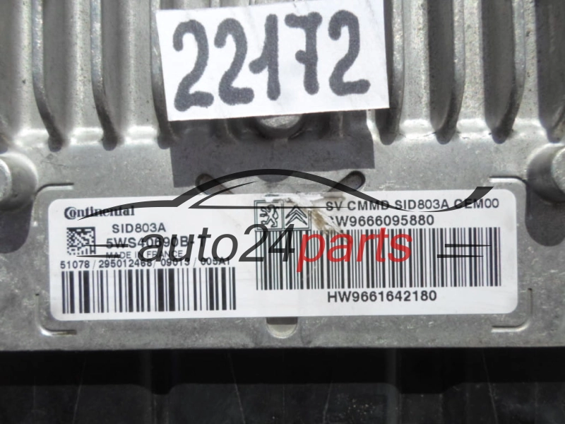 KOMPUTER STEROWNIK SILNIKA CITROEN 2.0 HDI 5WS40690B-T, 5WS40690BT, SW9666095880, HW9661642180, SID803A
