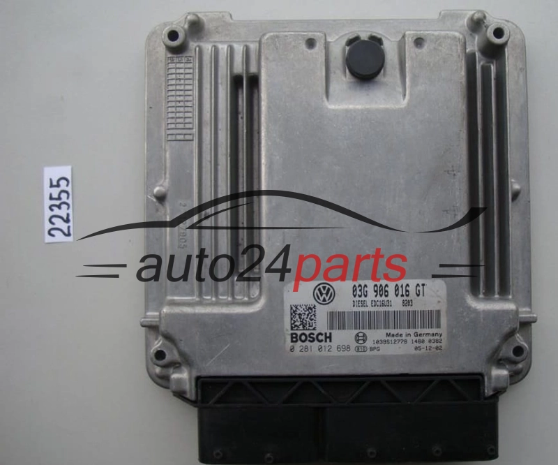 KOMPUTER STEROWNIK SILNIKA SKODA SUPERB 2.0 TDI BOSCH 0 281 012 698, 0281012698, 03G 906 016 GT, 03G906016GT, EDC16U31