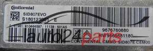 KOMPUTER STEROWNIK SILNIKA CITROEN PEUGEOT 1.6 HDI Continental  S180123001E, 9676760880, HW 9666681180, SID807EVO