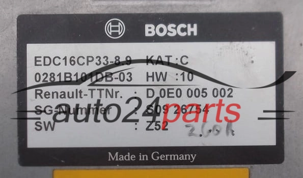 MOTORSTEUERGERÄT ECU STEUERGERÄT  NISSAN QUASHQUAI 2.0 DCI BOSCH 0281B101DB-03