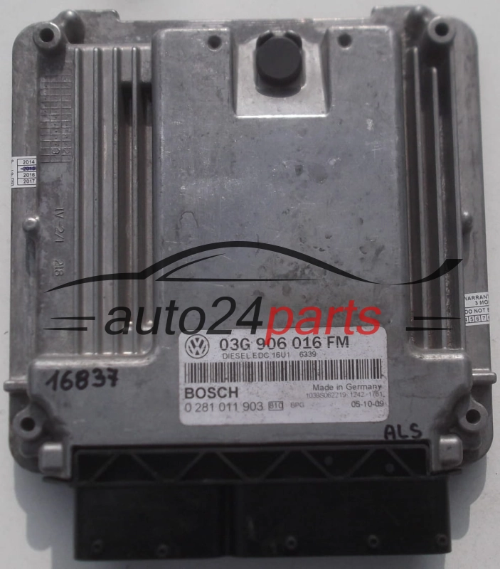 CALCULATEUR MOTEUR VOLKSWAGEN GOLF JETTA 2.0 TDI BOSCH 0 281 011 903, 0281011903, 03G 906 016 FM, 03G906016FM