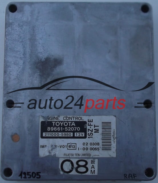 Centralita de motor TOYOTA YARIS 1.0  89661-52070  8966152070  211000-5980  2110005980  1SZ-FE