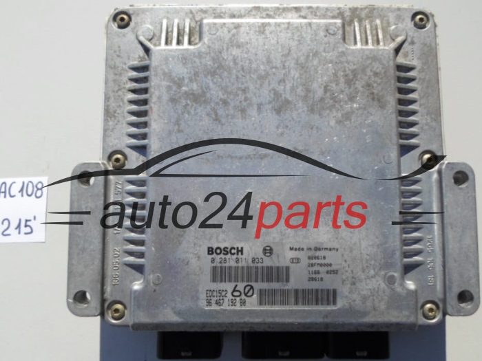 KOMPUTER STEROWNIK SILNIKA CITROEN 2.2 HDI BOSCH 0 281 011 033, 0281011033, 96 467 192 80, 9646719280