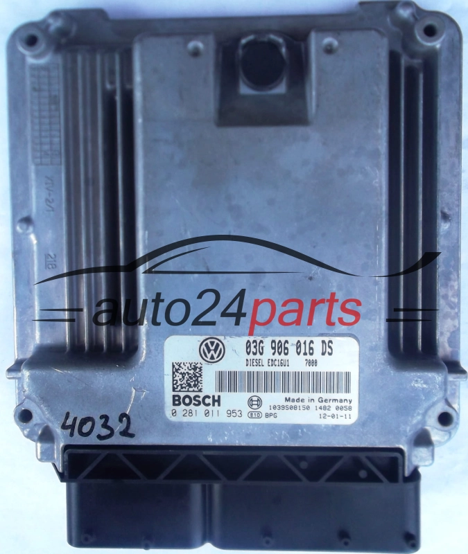 ECU CENTRALITA DE MOTOR SKODA OCTAVIA 2.0 TDI 03G906016DS, 03G 906 016 DS, BOSCH 0281011953, 0 281 011 953, DIESEL EDC16U1 7000 1039S08150