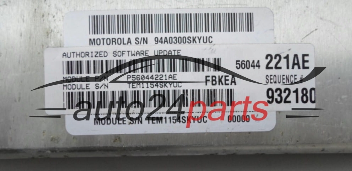 ECU CENTRALITA DE MOTOR  CHRYSLER 3.7L Motorola P56044221AE,  932180, FBKEA