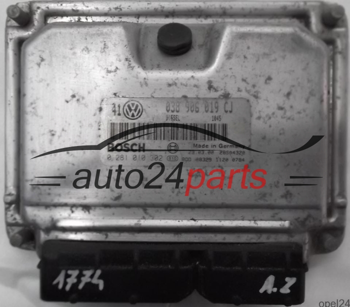 ECU CENTRALITA DE MOTOR VW VOLKSWAGEN GOLF BORA 1.9 TDI AJM 038906019CJ, 038 906 019 CJ, BOSCH 0 281 010 302, 0281010302, DIESEL 1045, 28SA4320 