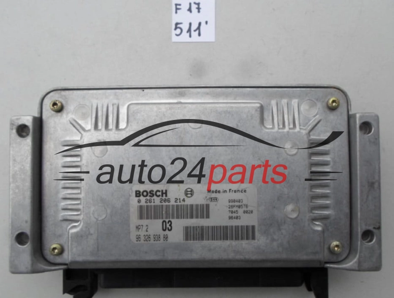 CITROEN XSARA SAXO PEUGEOT 306 1.6 BOSCH 0261206214, 0 261 206 214, 9632693880, 96 326 938 80, MP7.2 03