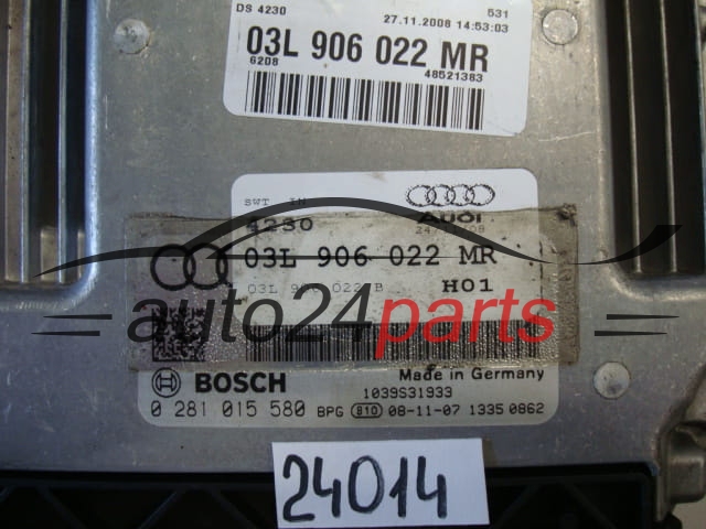 KOMPUTER STEROWNIK SILNIKA AUDI BOSCH 0 281 015 580, 0281015580, 03L 906 022 MR, 03L906022MR, EDC17CP14