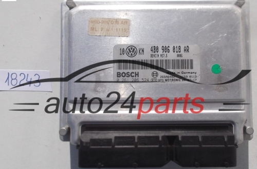 KOMPUTER STEROWNIK SILNIKA AUDI A4 A6 VW PASSAT 1.8 TURBO BOSCH 0 261 206 524, 0261206524, 4B0 906 018 AR, 4B0906018AR, ME7.5
