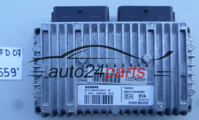 STEROWNIK SKRZYNI AUTOMATYCZNEJ CITROEN C5 S118047507 E, S118047507E, 9647433580