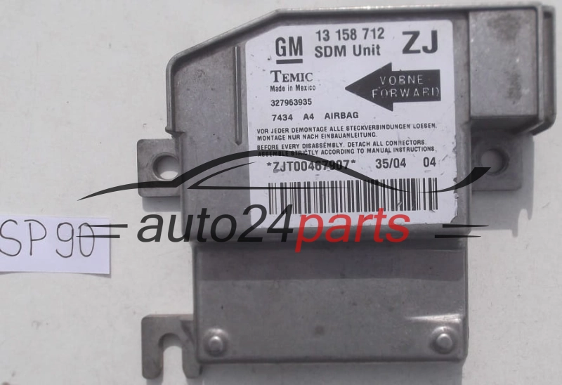 STEROWNIK MODUL PODUSZEK POWIETRZNYCH OPEL MERIVA A 13158712 ZJ, 13 158 712 ZJ, 93177229, 6235247, 62 35 247