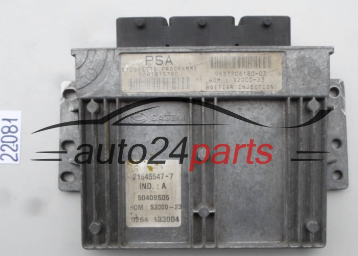 KOMPUTER STEROWNIK SILNIKA PEUGEOT 206 1.4 8V 9641815780, 9637706180-03, HOMS2000-23, 21645547-7, 216455477