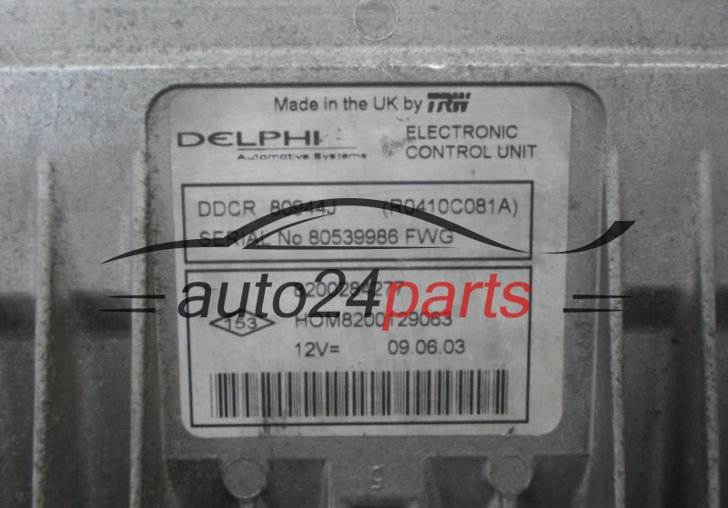 KOMPUTER STEROWNIK SILNIKA RENAULT CLIO 1.5 DCI Delphi R0410C081A, 8200284277, HOM 8200129063