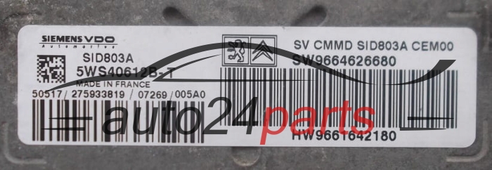 KOMPUTER STEROWNIK SILNIKA CITROEN PEUGEOT 2.0 HDI SIEMENS VDO 5WS40612B-T