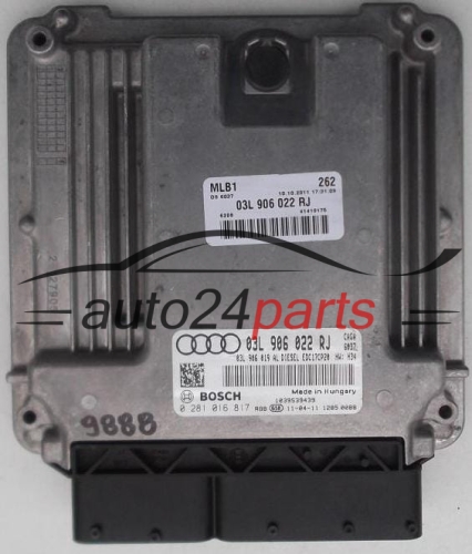 KOMPUTER STEROWNIK SILNIKA AUDI A4 2.0 TDI BOSCH 0 281 016 817, 0281016817, 03L 906 022 RJ, 03L906022RJ - 9888