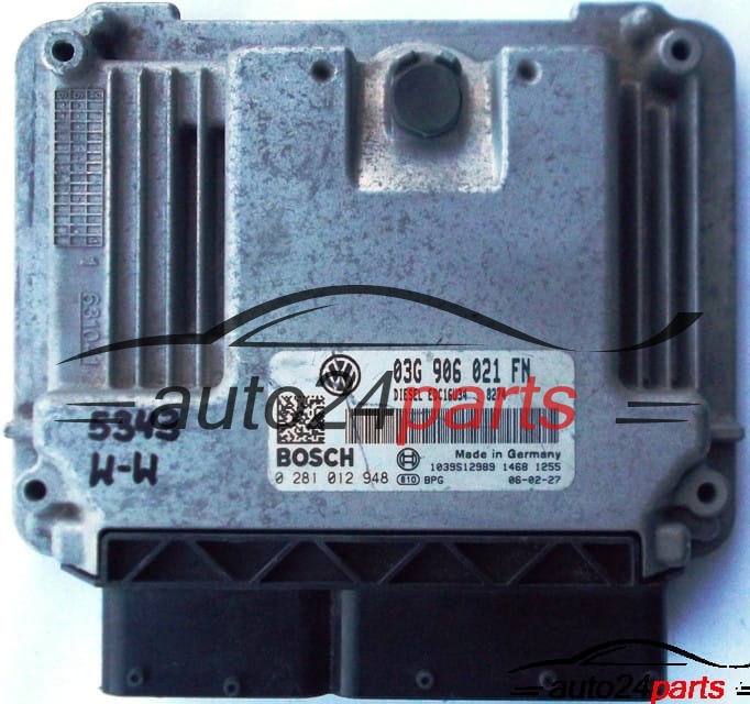 ECU CENTRALITA DE MOTOR VW VOLKSWAGEN GOLF 2.0 TDI 03G906021FN, 03G 906 021 FN, BOSCH 0281012948, 0 281 012 948, DIESEL EDC16U34 8274, 1039S12989