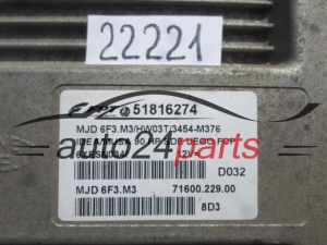 KOMPUTER STEROWNIK SILNIKA FIAT IDEA 1.3 JTD MJD.6F3.M3, MJD6F3M3, 51816274 