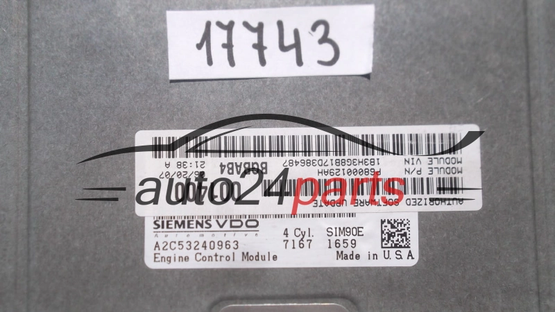 KOMPUTER STEROWNIK SILNIKA CHRYSLER DODGE CALIBER 2.0 A2C53240963 6333 0703 SIM90E P04692101AE