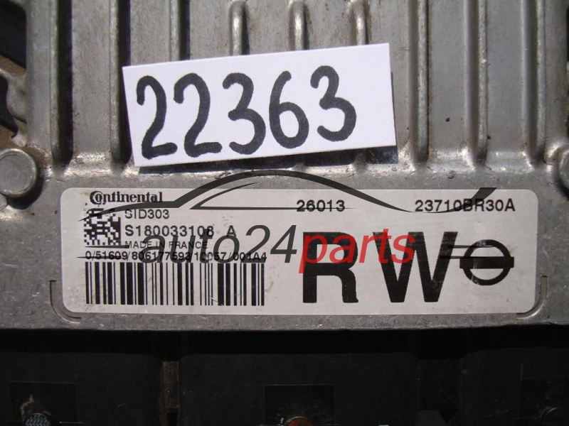 KOMPUTER STEROWNIK SILNIKA NISSAN QASHQAI S180033108 A, S180033108A, 23710BR30A, SID303