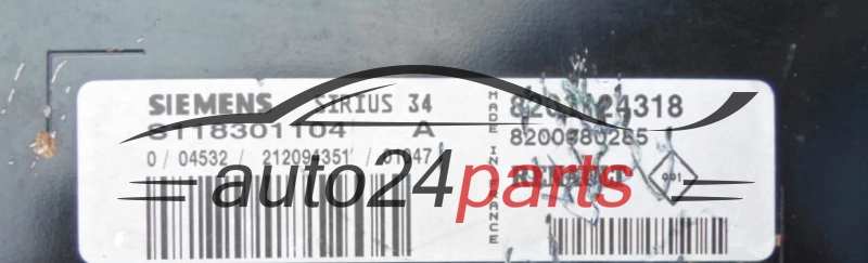 KOMPUTER STEROWNIK SILNIKA RENAULT SCENIC 1.6 8200124318, S118301104 A, S118301104A, SIRIUS 34