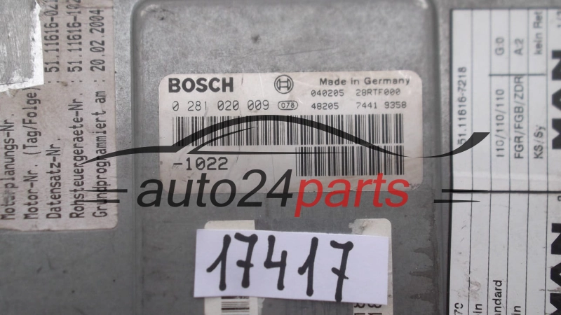 ECU CENTRALITA DE MOTOR MAN F2000 BOSCH 0 281 020 009, 0281020009