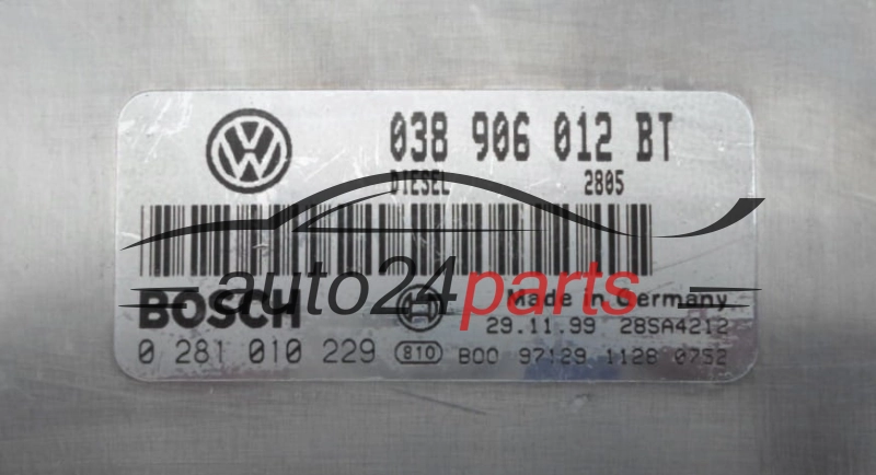 Sterownik silnika SEAT LEON TOLEDO 1.9 TDI AHF 038906012BT BOSCH 0281010229 DIESEL EDC15UM+ 2805 28SA4212 - 051 064 6617 8596