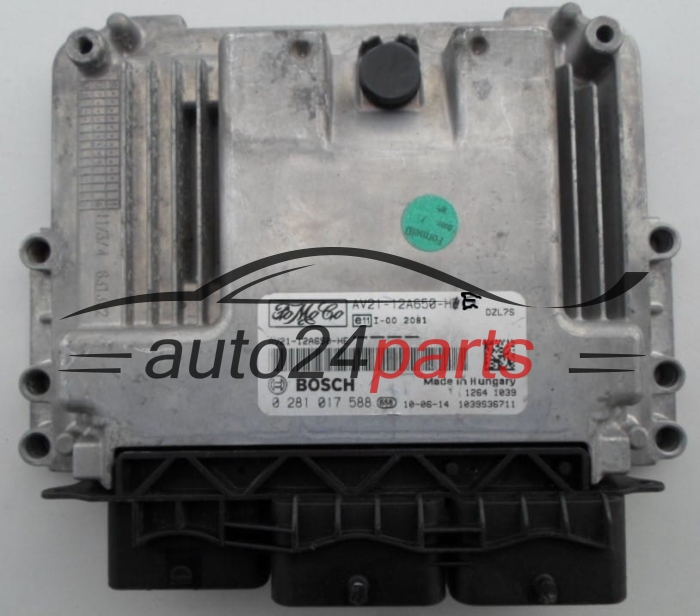 MOTORSTEUERGERÄT ECU STEUERGERAT FORD FIESTA 1.6 TDCI BOSCH 0 281 017 588,  FoMoCo AV21-12A650-HE